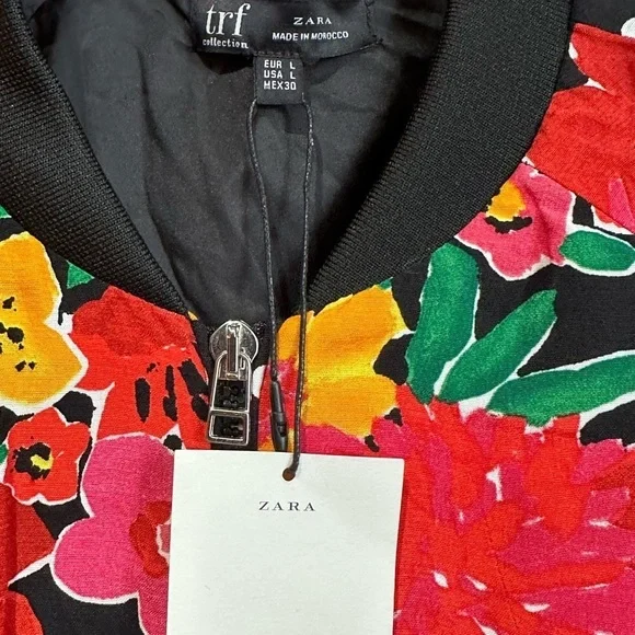 Zara bomber jacket mixed print floral polka dot new size large ladies … - Picture 9 of 13